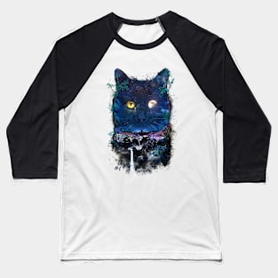 Night Cat Baseball T-Shirt